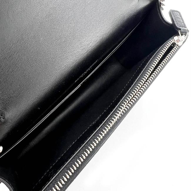 Saint Laurent Monogram Kate Chain Wallet Croc Embossed Monogram Tassel Black Calfskin Leather Shoulder Bag
