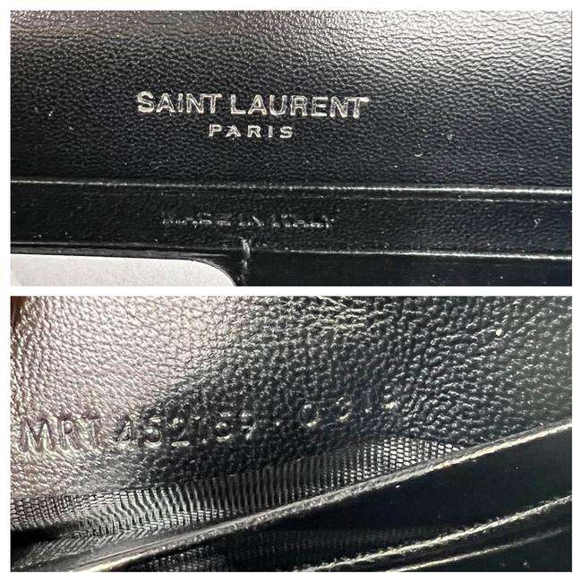 Saint Laurent Monogram Kate Chain Wallet Croc Embossed Monogram Tassel Black Calfskin Leather Shoulder Bag