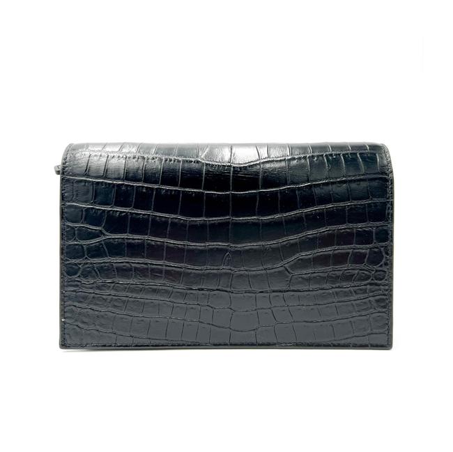 Saint Laurent Monogram Kate Chain Wallet Croc Embossed Monogram Tassel Black Calfskin Leather Shoulder Bag