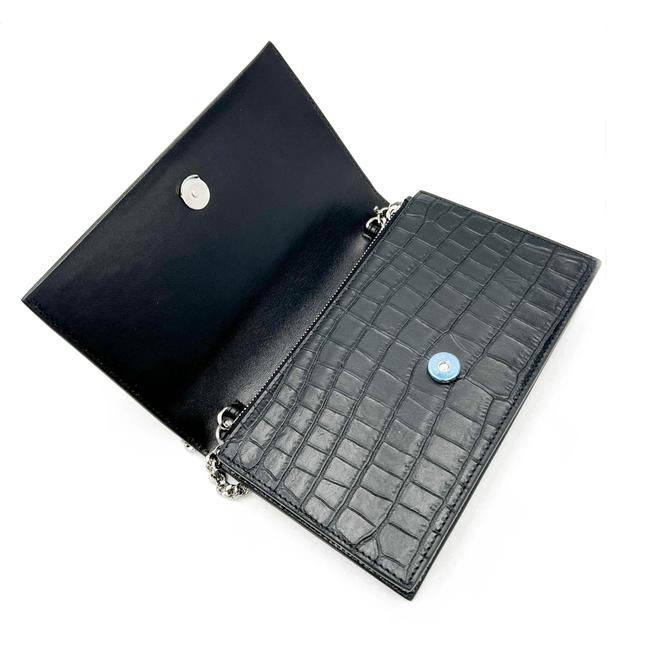 Saint Laurent Monogram Kate Chain Wallet Croc Embossed Monogram Tassel Black Calfskin Leather Shoulder Bag
