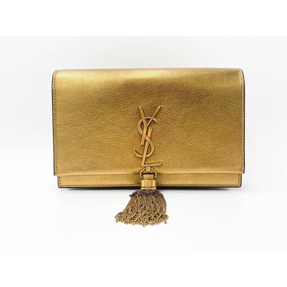 Saint Laurent Monogram Kate Chain Wallet Crossbody Monogram Tassel Gold Leather Shoulder Bag