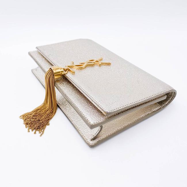 Saint Laurent Monogram Kate Chain Wallet Metallic Calfskin Monogram Tassel Gold Cross Body Bag