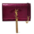 Saint Laurent Monogram Kate Chain Wallet Glitter Tassel Red Patent Leather Shoulder Bag