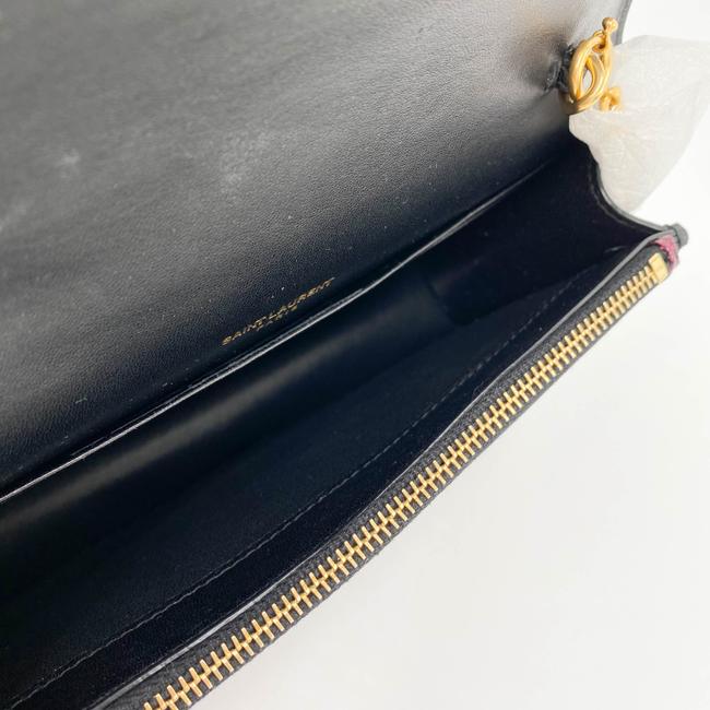 Saint Laurent Monogram Kate Chain Wallet Glitter Tassel Red Patent Leather Shoulder Bag