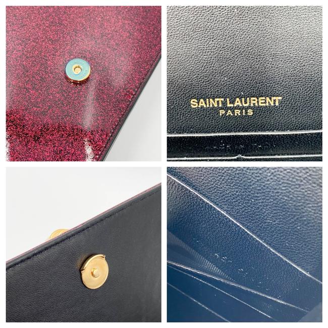 Saint Laurent Monogram Kate Chain Wallet Glitter Tassel Red Patent Leather Shoulder Bag