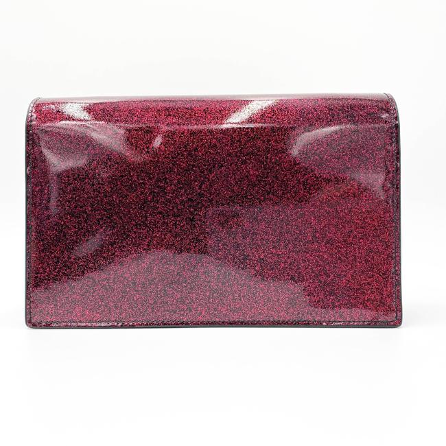 Saint Laurent Monogram Kate Chain Wallet Glitter Tassel Red Patent Leather Shoulder Bag