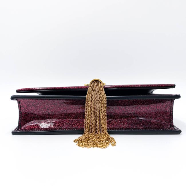 Saint Laurent Monogram Kate Chain Wallet Glitter Tassel Red Patent Leather Shoulder Bag