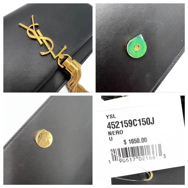 Saint Laurent Monogram Kate Chain Wallet Smooth Calf Tassel Black Leather Shoulder Bag