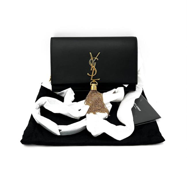 Saint Laurent Monogram Kate Chain Wallet Smooth Calf Tassel Black Leather Shoulder Bag