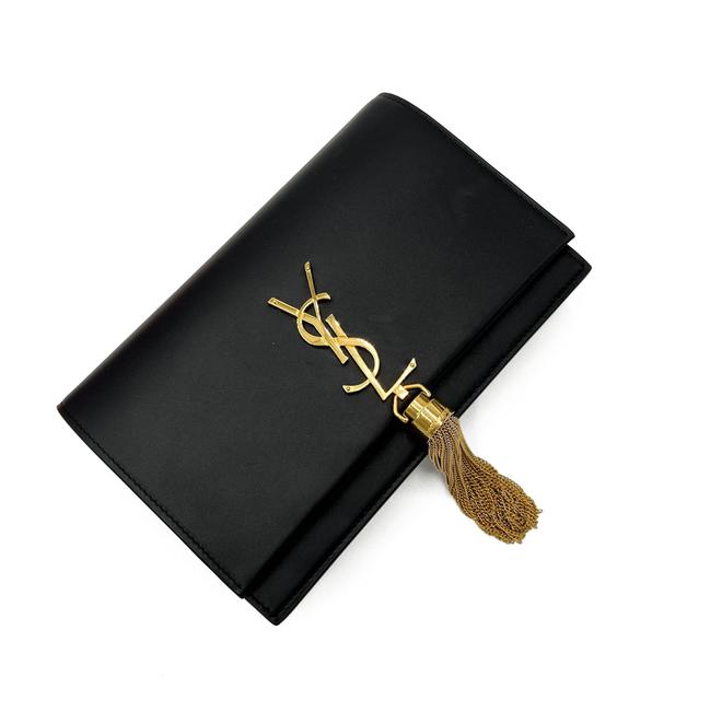 Saint Laurent Monogram Kate Chain Wallet Smooth Calf Tassel Black Leather Shoulder Bag