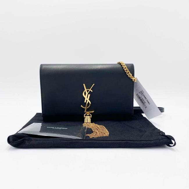 Saint Laurent Monogram Kate Chain Wallet Smooth Calfskin Classic Tassel Black Leather Cross Body Bag