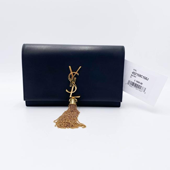 Saint Laurent Monogram Kate Chain Wallet Smooth Calfskin Classic Tassel Black Leather Cross Body Bag
