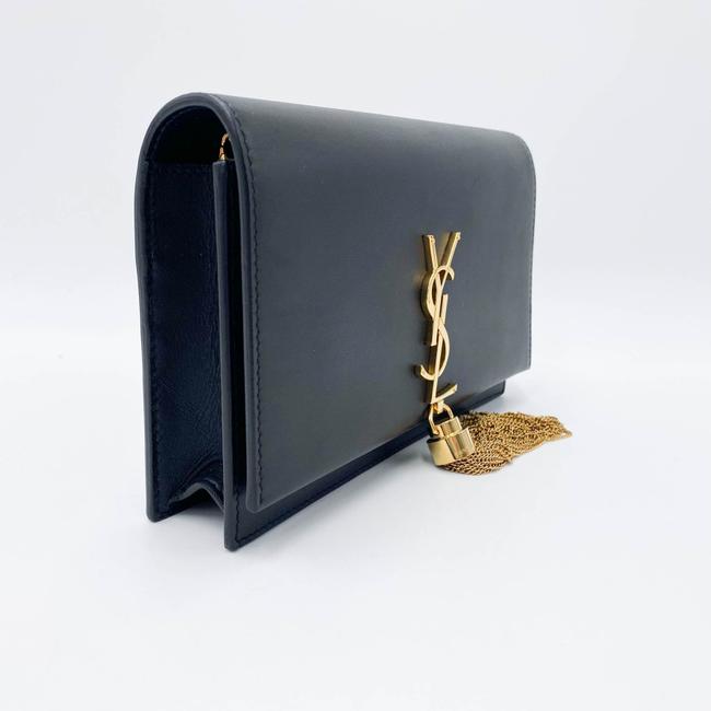 Saint Laurent Monogram Kate Chain Wallet Smooth Calfskin Classic Tassel Black Leather Cross Body Bag