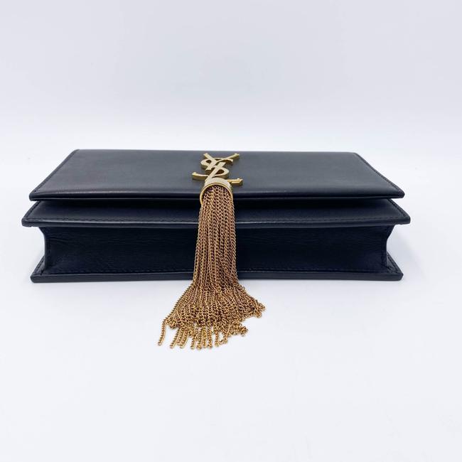 Saint Laurent Monogram Kate Chain Wallet Smooth Calfskin Classic Tassel Black Leather Cross Body Bag