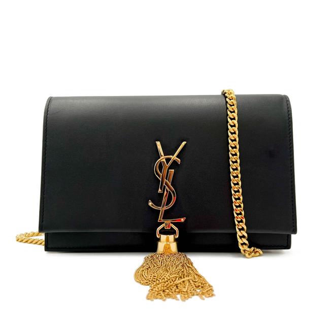 Saint Laurent Monogram Kate Chain Wallet Woc Calfskin Classic Tassel Black Leather Shoulder Bag