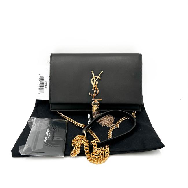 Saint Laurent Monogram Kate Chain Wallet Woc Calfskin Classic Tassel Black Leather Shoulder Bag