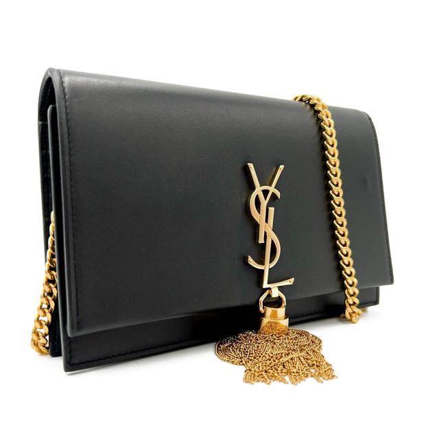 Saint Laurent Monogram Kate Chain Wallet Woc Calfskin Classic Tassel Black Leather Shoulder Bag