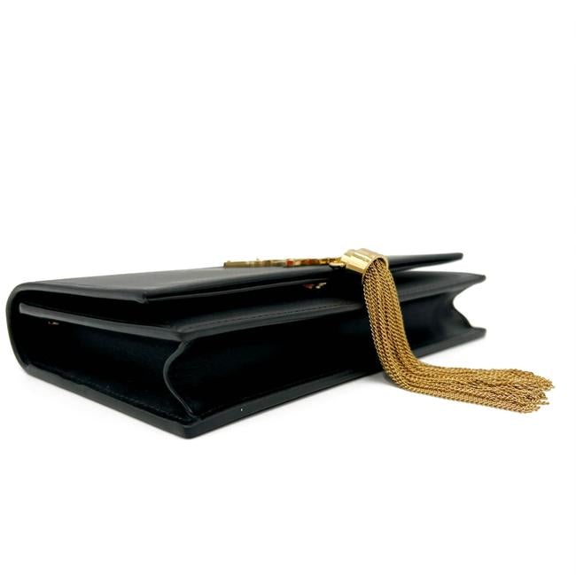Saint Laurent Monogram Kate Chain Wallet Woc Calfskin Classic Tassel Black Leather Shoulder Bag