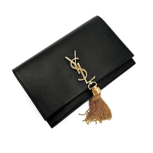 Saint Laurent Monogram Kate Chain Wallet Woc Calfskin Classic Tassel Black Leather Shoulder Bag
