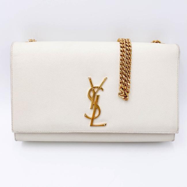 Saint Laurent Monogram Kate Crossbody Medium Chain Detail White Leather Shoulder Bag