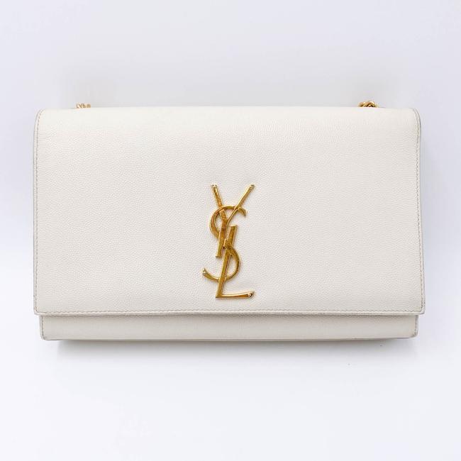 Saint Laurent Monogram Kate Crossbody Medium Chain Detail White Leather Shoulder Bag