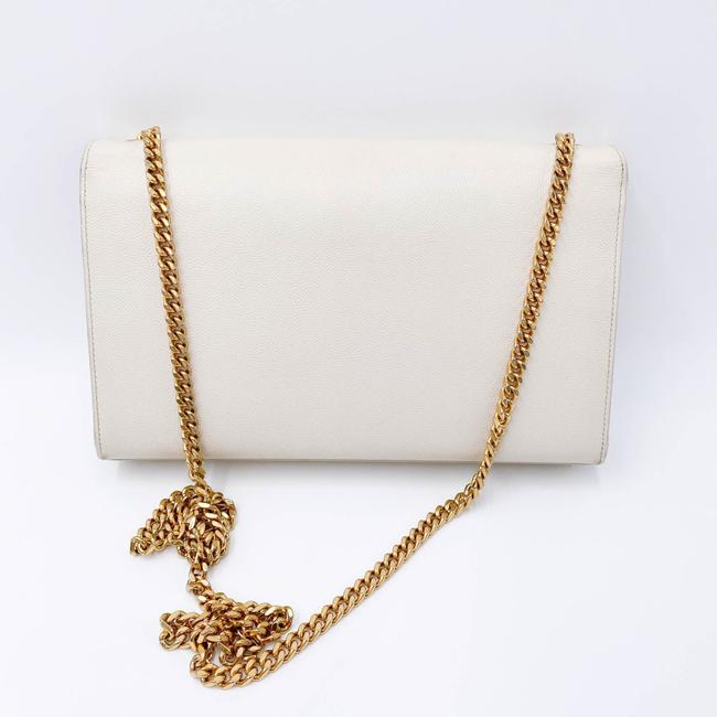 Saint Laurent Monogram Kate Crossbody Medium Chain Detail White Leather Shoulder Bag