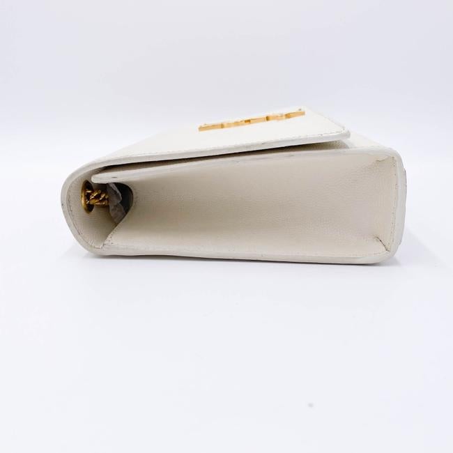 Saint Laurent Monogram Kate Crossbody Medium Chain Detail White Leather Shoulder Bag