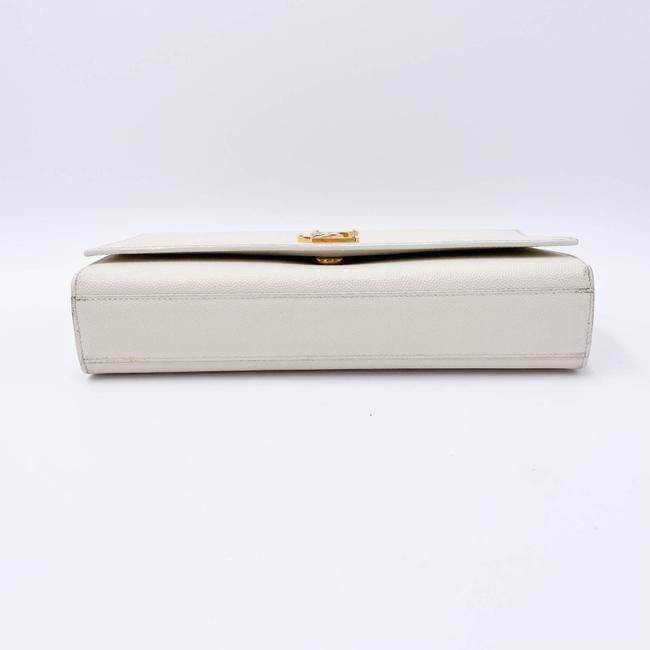 Saint Laurent Monogram Kate Crossbody Medium Chain Detail White Leather Shoulder Bag