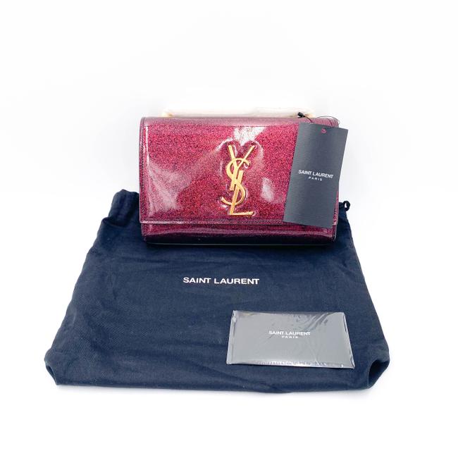 Saint Laurent Monogram Kate Crossbody Small Metallic Glitter Red Leather Shoulder Bag