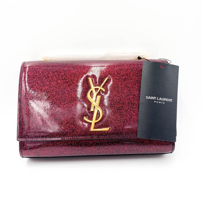 Saint Laurent Monogram Kate Crossbody Small Metallic Glitter Red Leather Shoulder Bag