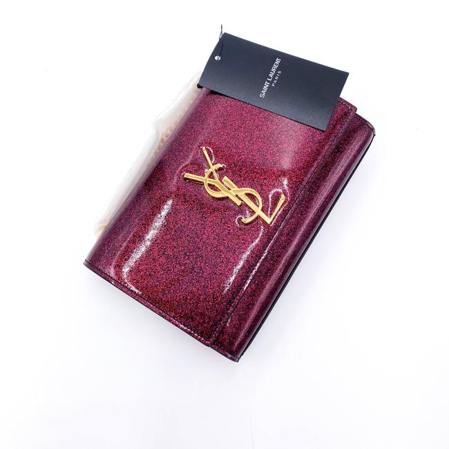 Saint Laurent Monogram Kate Crossbody Small Metallic Glitter Red Leather Shoulder Bag