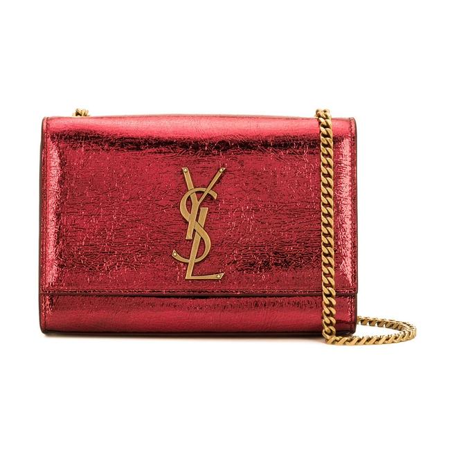 Saint Laurent Monogram Kate Crossbody Small Metallic Red Leather Shoulder Bag