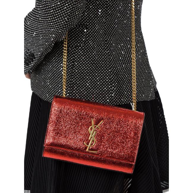 Saint Laurent Monogram Kate Crossbody Small Metallic Red Leather Shoulder Bag