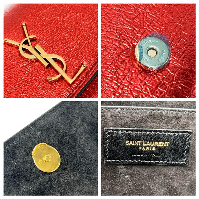 Saint Laurent Monogram Kate Crossbody Small Metallic Red Leather Shoulder Bag