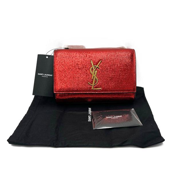 Saint Laurent Monogram Kate Crossbody Small Metallic Red Leather Shoulder Bag