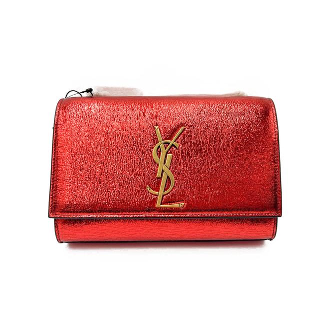 Saint Laurent Monogram Kate Crossbody Small Metallic Red Leather Shoulder Bag