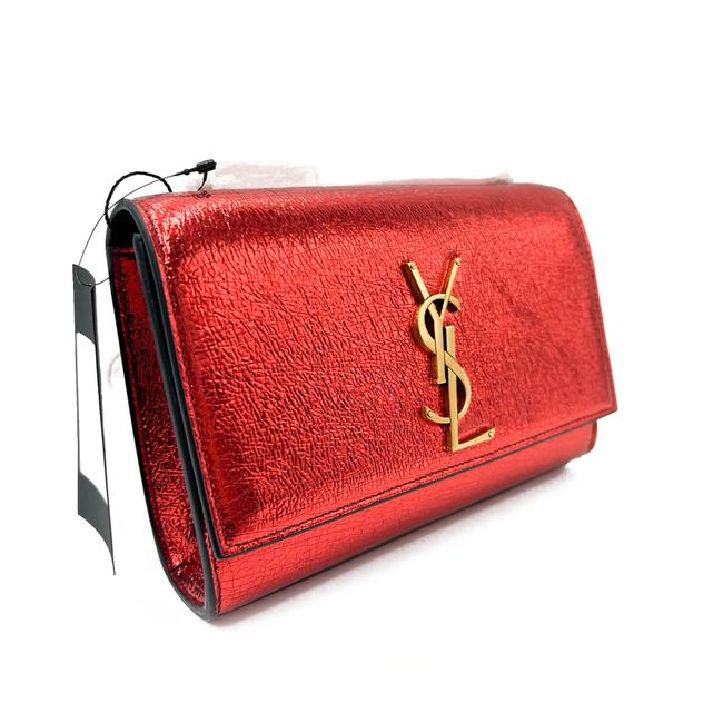 Saint Laurent Monogram Kate Crossbody Small Metallic Red Leather Shoulder Bag