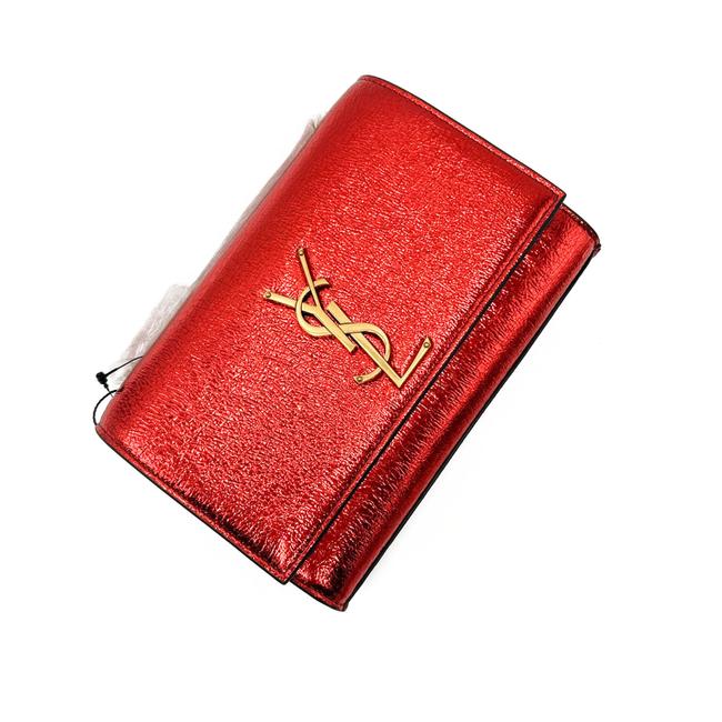 Saint Laurent Monogram Kate Crossbody Small Metallic Red Leather Shoulder Bag