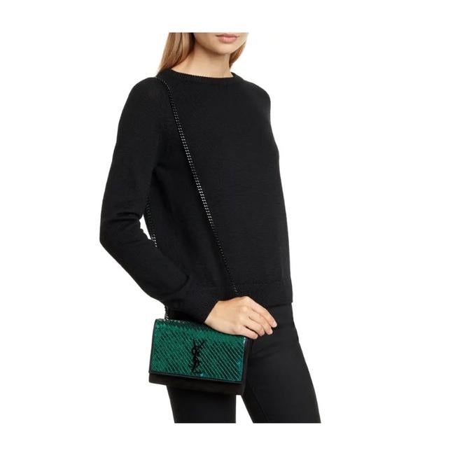 Saint Laurent Monogram Kate Crossbody Small Sequin Black Suede Leather Shoulder Bag