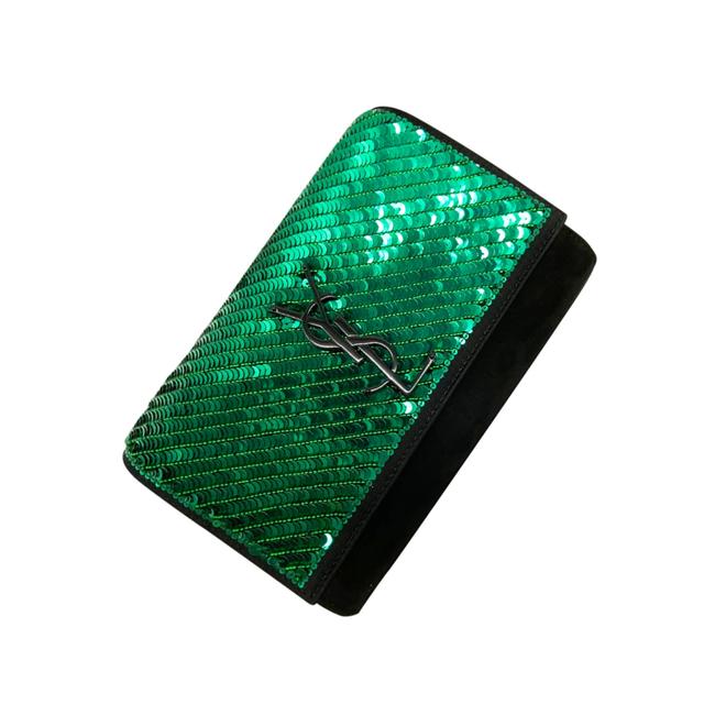 Saint Laurent Monogram Kate Crossbody Small Sequin Black Suede Leather Shoulder Bag