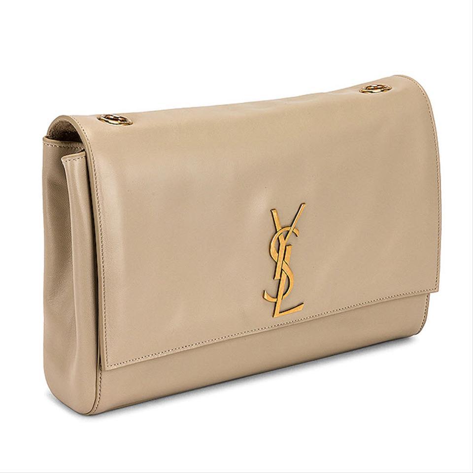 Saint Laurent Monogram Kate Crossbody Soft Medium Reversible Ysl Monogram Beige Leather Shoulder Bag