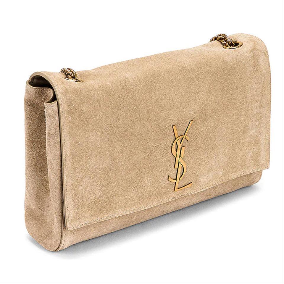 Saint Laurent Monogram Kate Crossbody Soft Medium Reversible Ysl Monogram Beige Leather Shoulder Bag