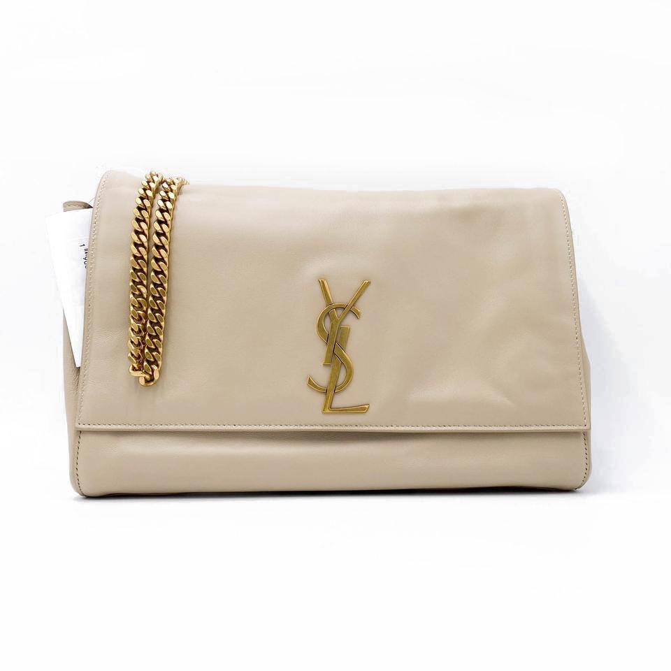 Saint Laurent Monogram Kate Crossbody Soft Medium Reversible Ysl Monogram Beige Leather Shoulder Bag