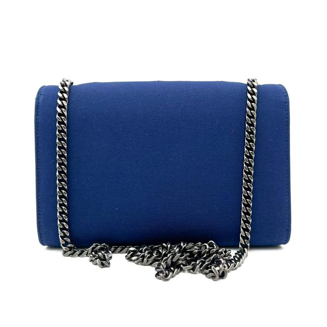 Saint Laurent Monogram Kate Embroidered Stars Small Satchel Bianco Blue Canvas Shoulder Bag