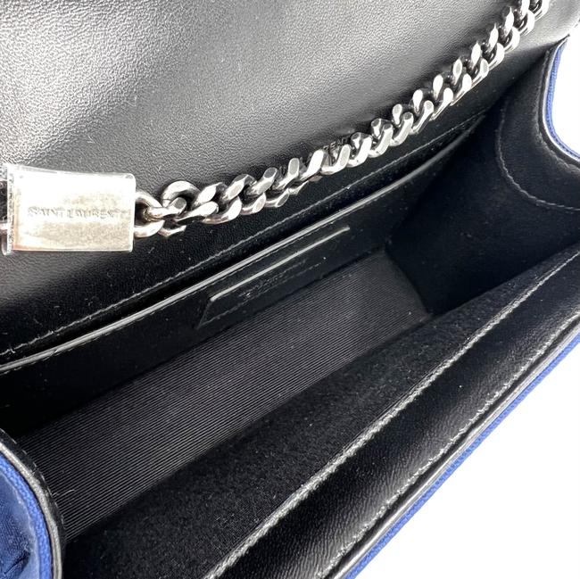 Saint Laurent Monogram Kate Embroidered Stars Small Satchel Bianco Blue Canvas Shoulder Bag