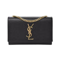 Saint Laurent Monogram Kate Ghw Grain De Poudre Small Satchel Black Leather Shoulder Bag