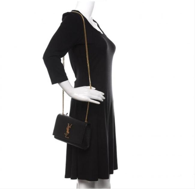 Saint Laurent Monogram Kate Ghw Grain De Poudre Small Satchel Black Leather Shoulder Bag