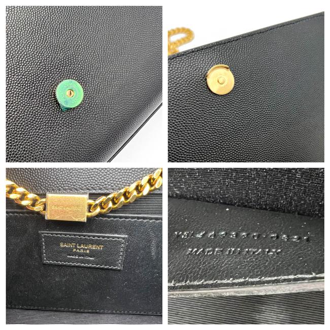 Saint Laurent Monogram Kate Ghw Grain De Poudre Small Satchel Black Leather Shoulder Bag