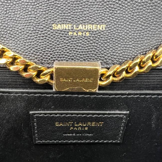 Saint Laurent Monogram Kate Ghw Grain De Poudre Small Satchel Black Leather Shoulder Bag
