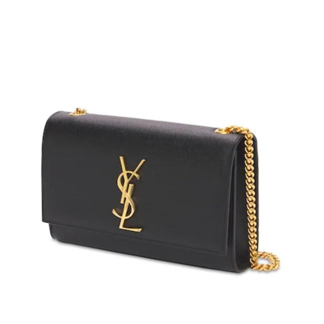 Saint Laurent Monogram Kate Ghw Grain De Poudre Small Satchel Black Leather Shoulder Bag